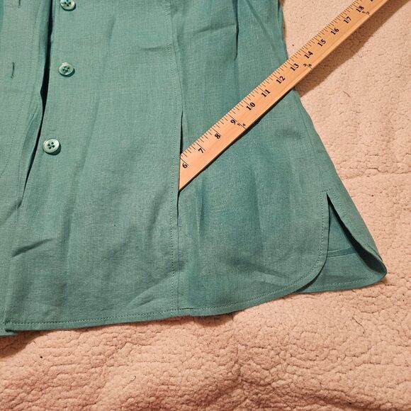 Ellen Tracy Womens Sz 12 Turquoise Blazer 100% Linen 3 buttons lightweight - Picture 8 of 8